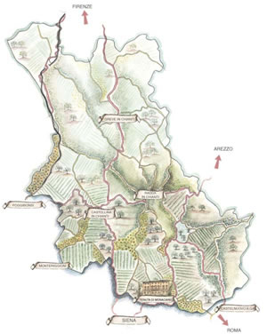 PIanta del chianti - Chianti map