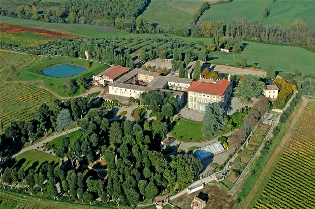 Tuscany park in Chianti near Siena at Monaciano - View from the sky